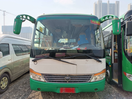 Bus ulang-alik bekas 29 kursi Mesin depan ZK6752D Model Jendela geser Spring Daun