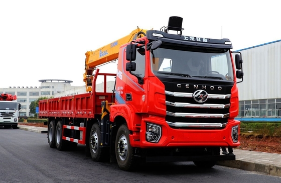 8*4 Drive Model Pre Owned Truck Crane Hongyan Dipasang 350hp Heavy Duty Euro 6