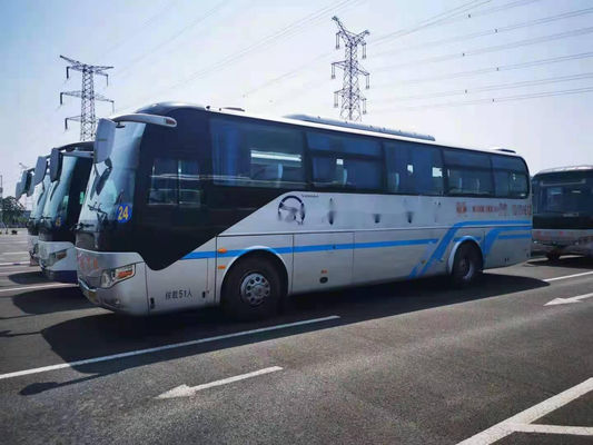 Bus Yutong Bekas 51 Kursi ZK6110 Airbag Chassis Bus Tur Kemudi Kiri Kilometer Rendah Mesin Belakang Yuchai