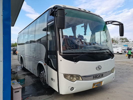 Bus Lebih Tinggi Bekas KLQ6856 37 Kursi Sasis Baja Belakang Mesin Yuchai Penggerak Tangan Kiri Kondisi Baik dengan AC