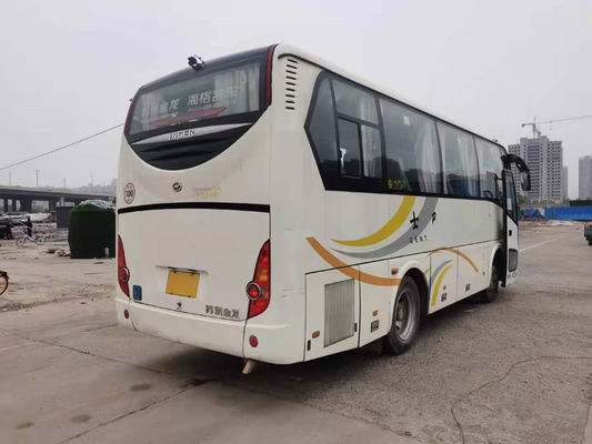 Bus Lebih Tinggi Bekas KLQ6808 35 Kursi Mesin Belakang Yuchai 140kw Bus Pelatih Bekas Sasis Baja Kilometer Rendah