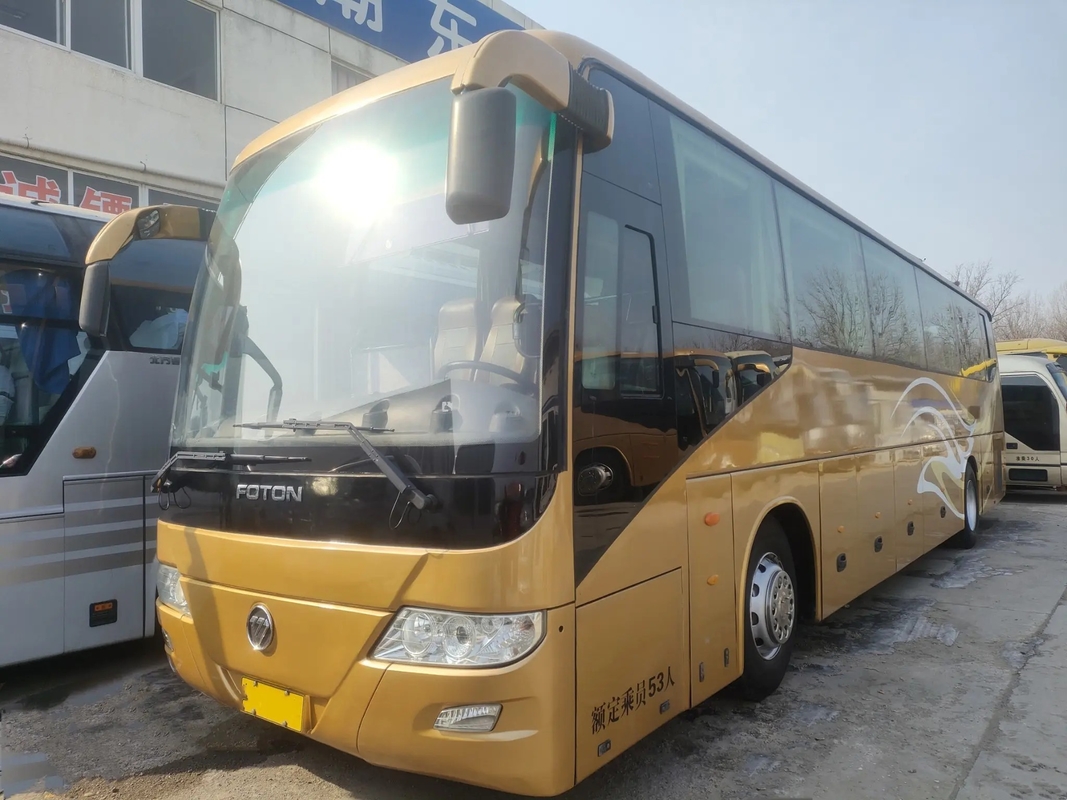Pintu Tengah Bus Mewah Bekas 53 Kursi Second Hand Foton Bus BJ6120 Sealing Window Mesin Weichai