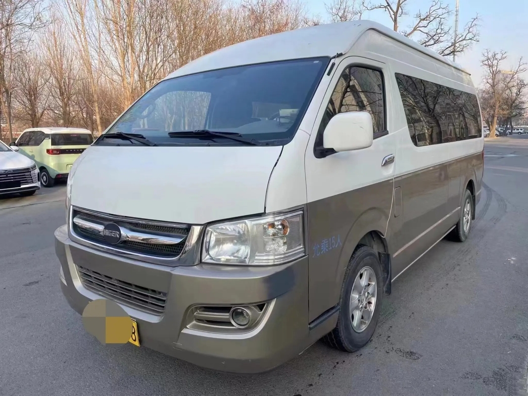 Shuttle Vans Bekas 15 Kursi Higer Minibus KLQ6540 Mesin Depan Warna Swinging Door Sampanye Eksternal