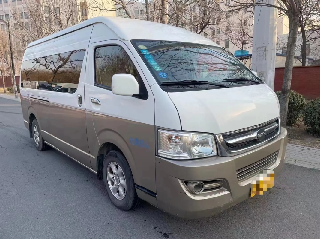 Shuttle Vans Bekas 15 Kursi Higer Minibus KLQ6540 Mesin Depan Warna Swinging Door Sampanye Eksternal