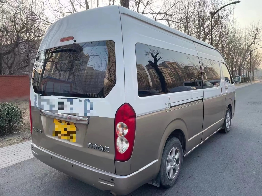 Shuttle Vans Bekas 15 Kursi Higer Minibus KLQ6540 Mesin Depan Warna Swinging Door Sampanye Eksternal