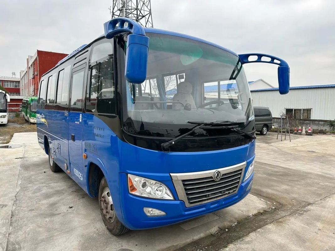 Bus Kecil Bekas Warna Blues 25 Kursi Yuchai Engine 130hp Sliding Windows Left Hand Drive Dongfeng Bus DFA6660