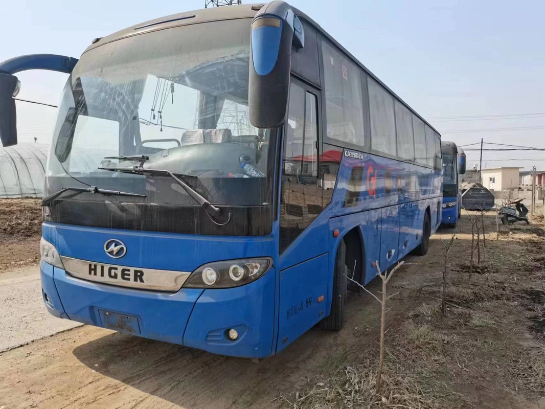 Bus Diesel Bekas Warna Biru 59 Kursi Mesin Yuchai 280hp 2 + 3 Tata Letak Kursi 2nd Hand Drive Higer Bus KLQ6115