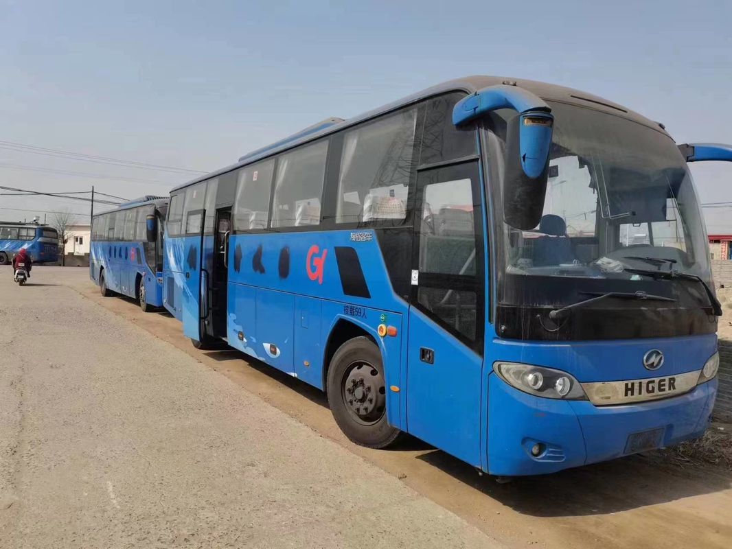 Bus Diesel Bekas Warna Biru 59 Kursi Mesin Yuchai 280hp 2 + 3 Tata Letak Kursi 2nd Hand Drive Higer Bus KLQ6115