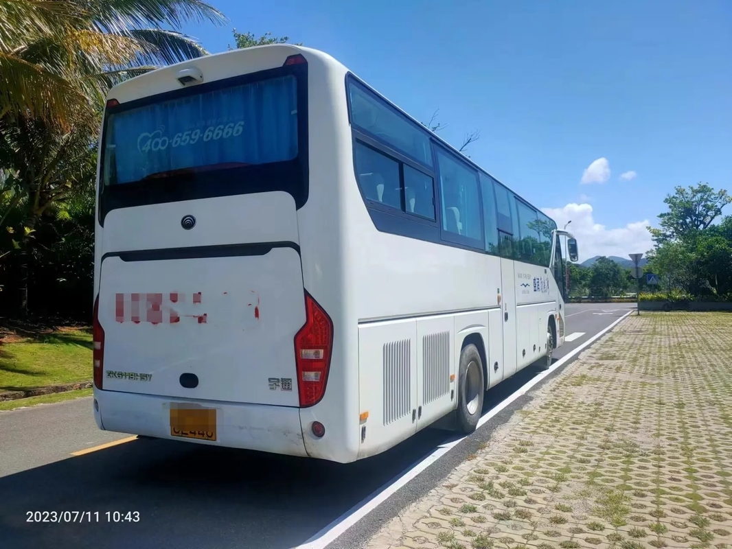 Pelatih Penumpang Bekas Leaf Spring 50 Kursi Pintu Ganda Mesin Langka Penggerak Tangan Kiri 2nd Hand Yutong Bus ZK6119