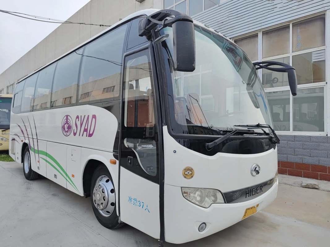 Mesin Yuchai Bus Komersial Bekas 200hp Rak Bagasi 37 Kursi Warna Putih Penggerak Tangan Kiri Higer Bus KLQ6856