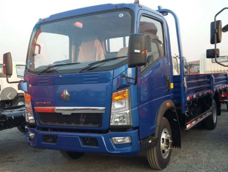 Panjang truk 3 Ton Tangki kargo Howo 4 * 2 Kotak datar Truk truk Single Kabin RHD Euro 2