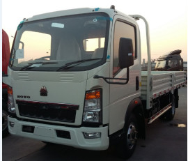 Panjang truk 3 Ton Tangki kargo Howo 4 * 2 Kotak datar Truk truk Single Kabin RHD Euro 2