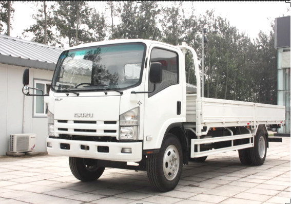 Truk kargo baris tunggal Isuzu 10 Ton 4×2 Truk truk 5,5 Meter Panjang Kotak Euro 4 Flat Cab