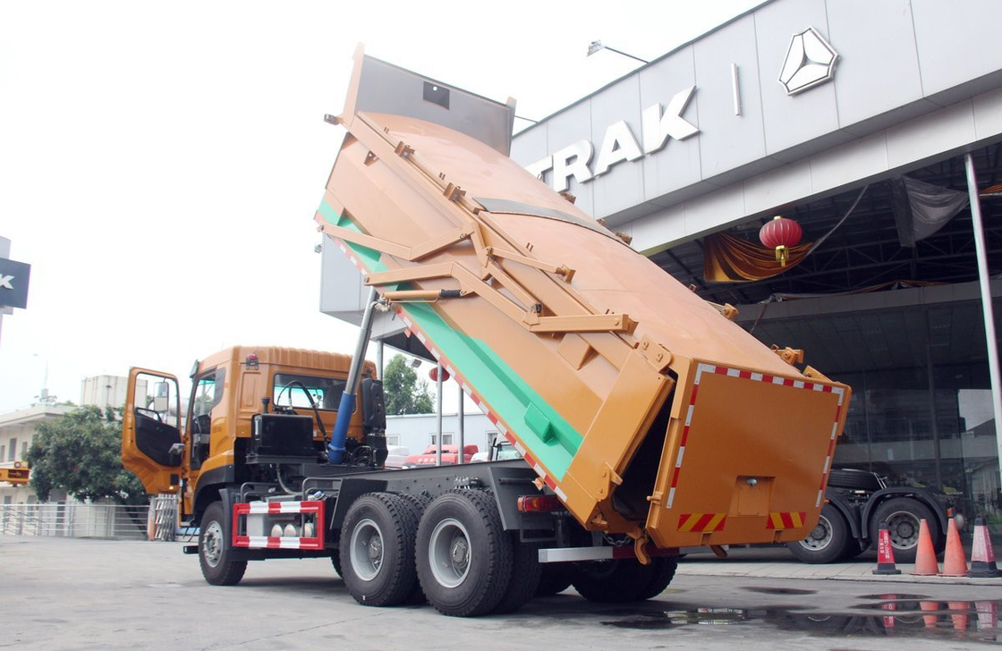 Truk Sino Baru Bangunan Perkotaan puing-puing 6*4 Drive Mode 10 Ban Atap Rendah Drive Kiri