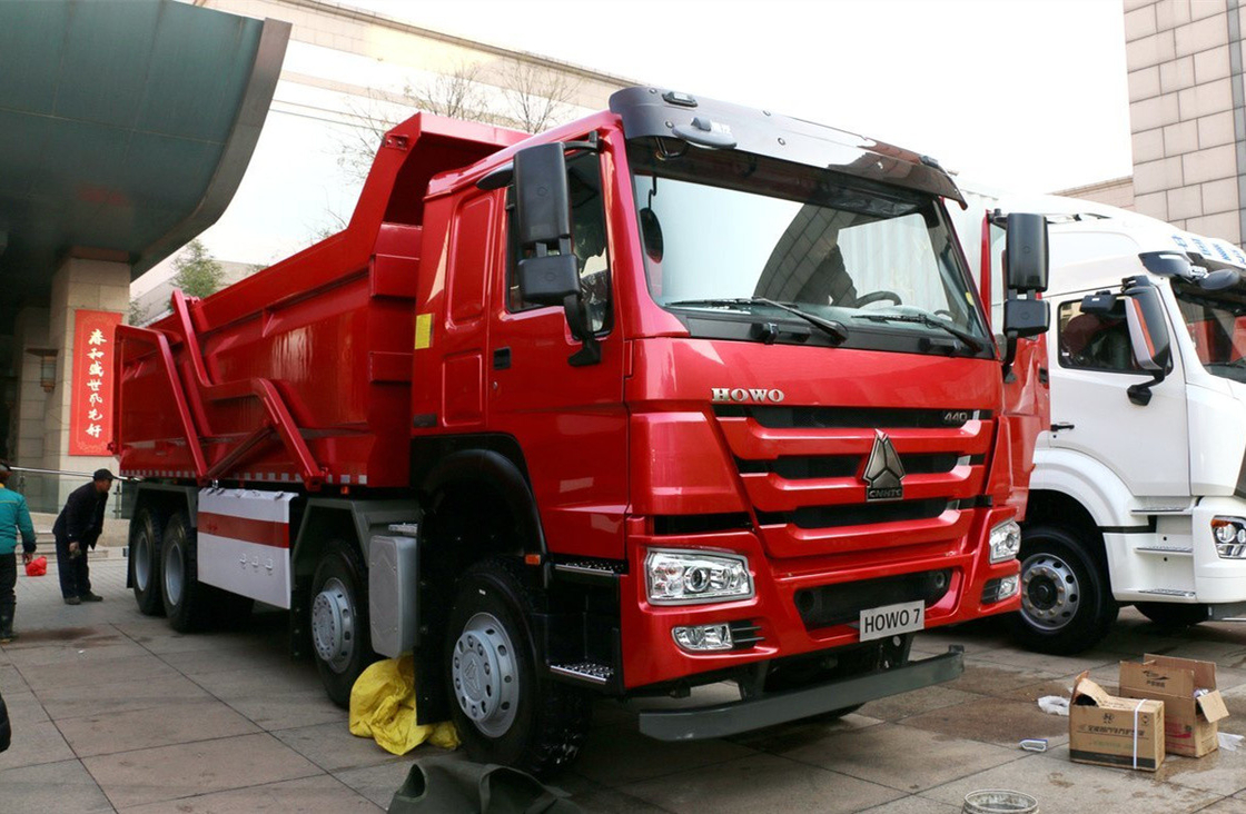 Truk Pengeboran Tipper bekas 8×4 Drive Mode 12 Ban Transportasi Komposit HW76 Kabin Atap Datar