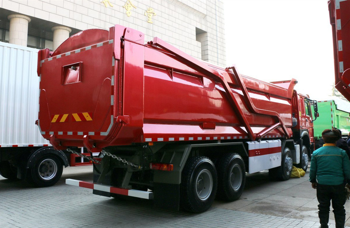 Truk Pengeboran Tipper bekas 8×4 Drive Mode 12 Ban Transportasi Komposit HW76 Kabin Atap Datar