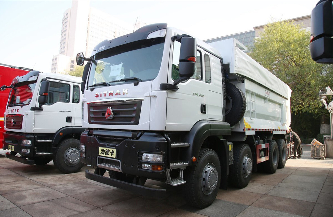 Truk dump untuk Sinotruck Sitrak memuat 40 ton 8 * 4 Putih Warna U-Tipe Box Heavy Duty