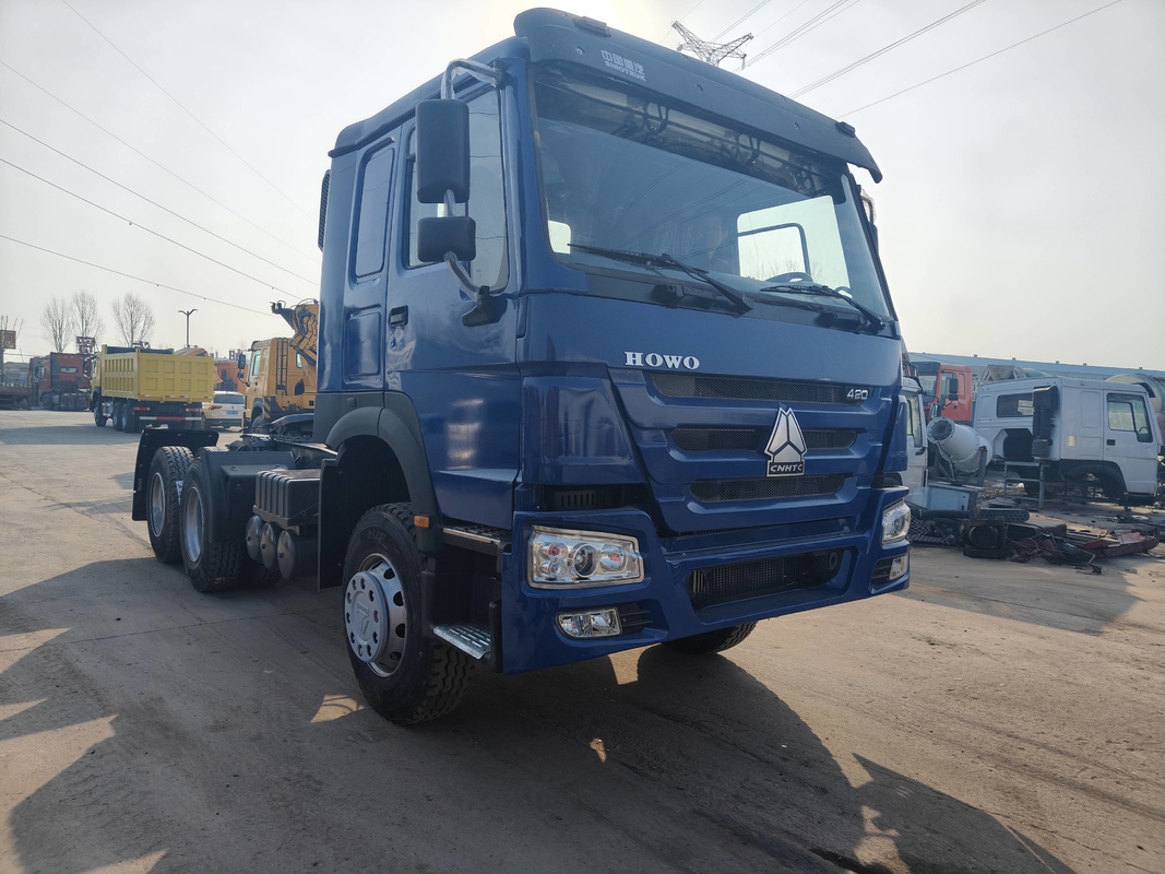 Digunakan 420 Howo Traktor Truk 6*4 Drive Mode 12 Roda Trailer Head Euro 3 Penggunaan Di Afrika
