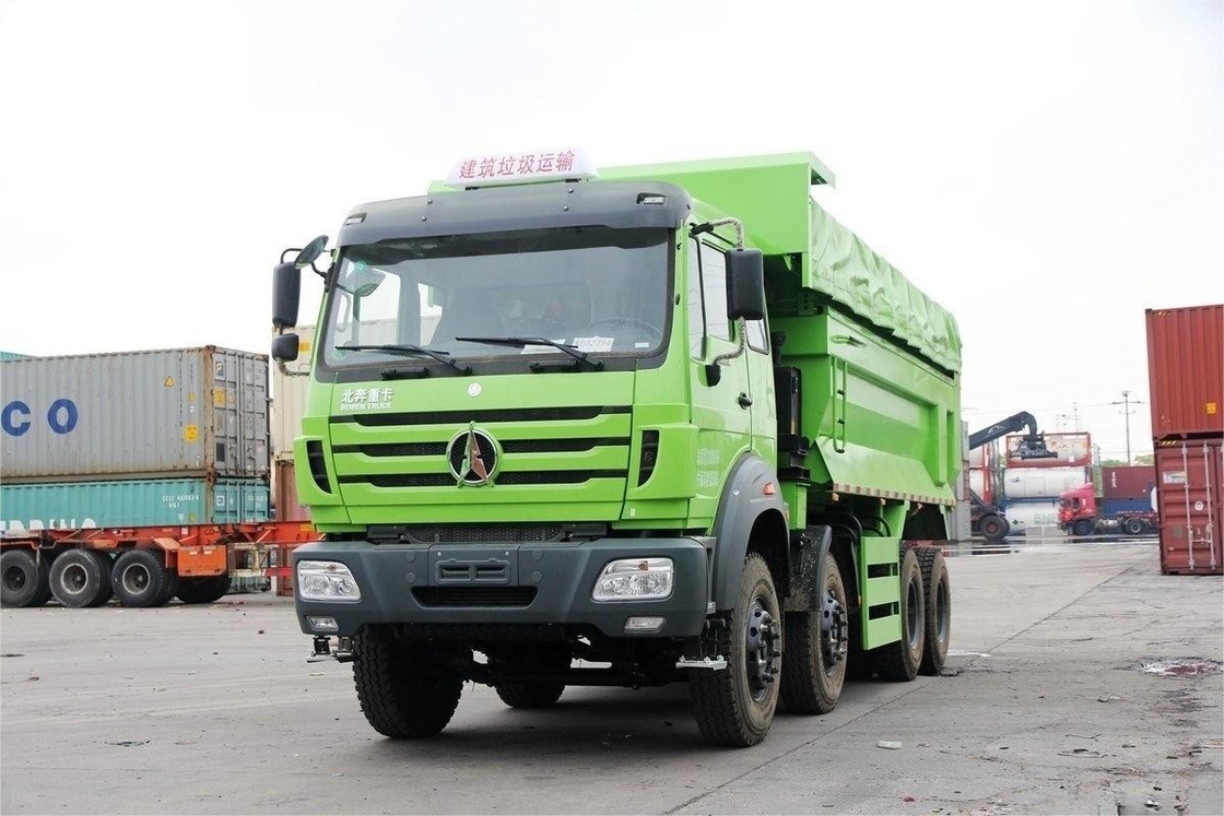 Beiben Heavy Dump Truck 336HP 8X4 6.4m Baru ramah lingkungan Tarpaulin Top Cover