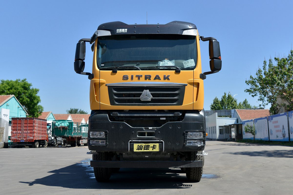 SITRAK Traktor Truk G7W Truk berat Diesel 400HP 8X4 6.8m Yellow Body Rear Dump Sinotruk