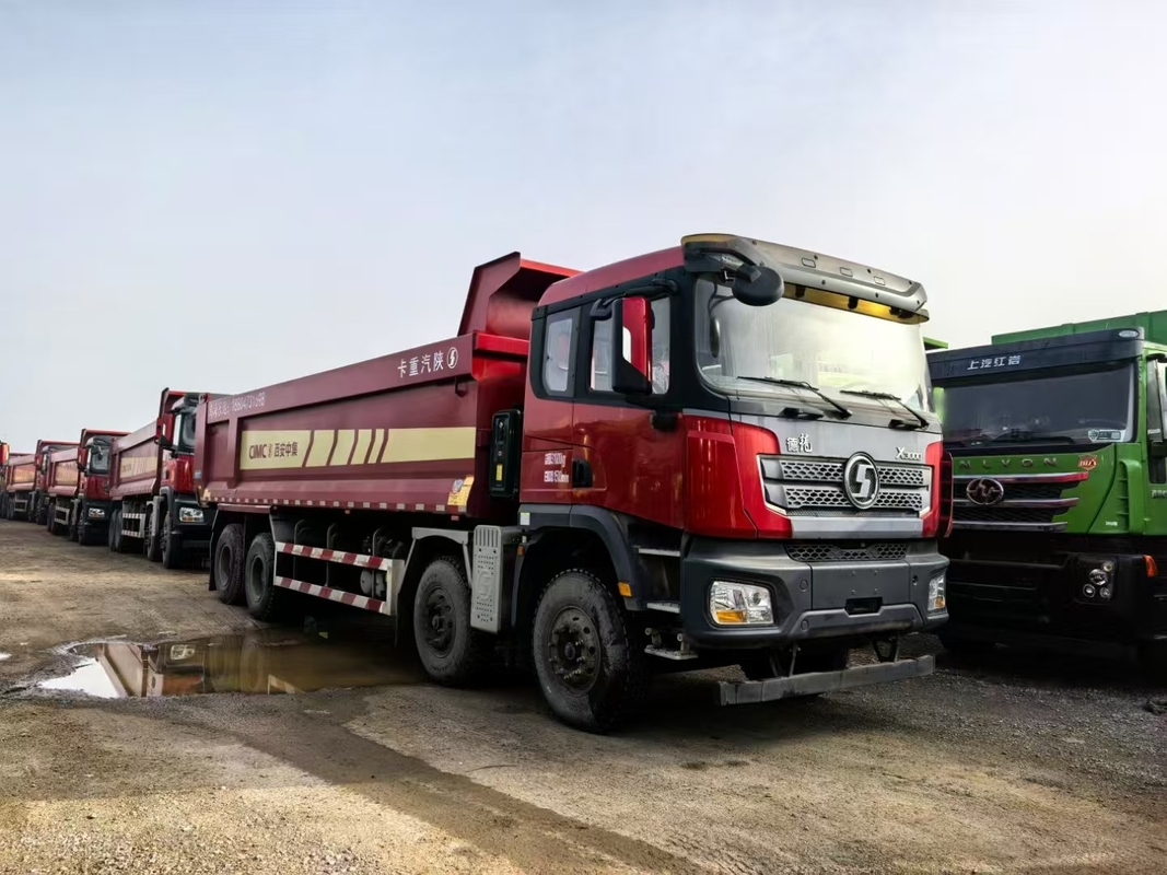 Truk dumper bekas untuk tambang Shacman Weichai 430hp Pengangkat depan 8 * 4 Drive Mode 12 Ban Lhd 50tons Loading