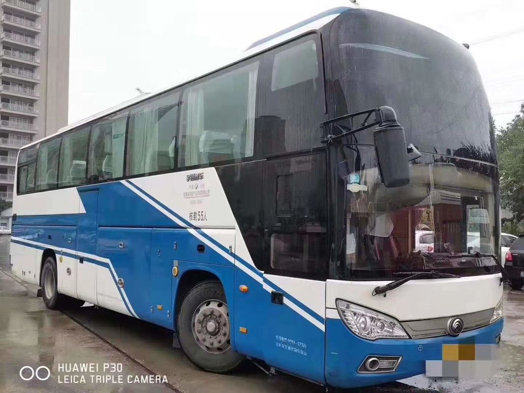 Diesel LHD Yutong Digunakan Coaster Bus 55 Kursi Bus Biru Putih 2014 Tahun ZK6118