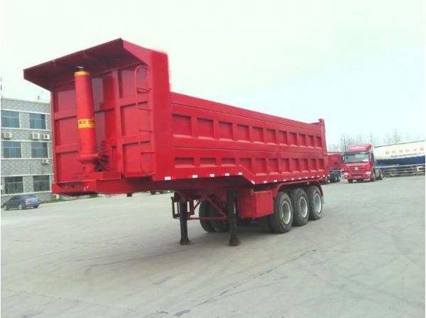 Truk Trailer Semi Dump Belakang 9,4M Dengan 3 As dan 28T TFOC Landing Leg