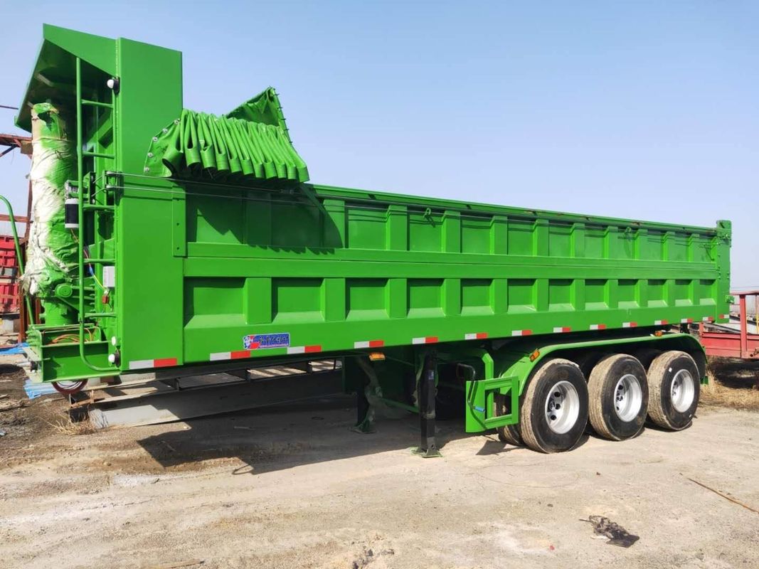 Truk Trailer Semi Dump Belakang 9,4M Dengan 3 As dan 28T TFOC Landing Leg