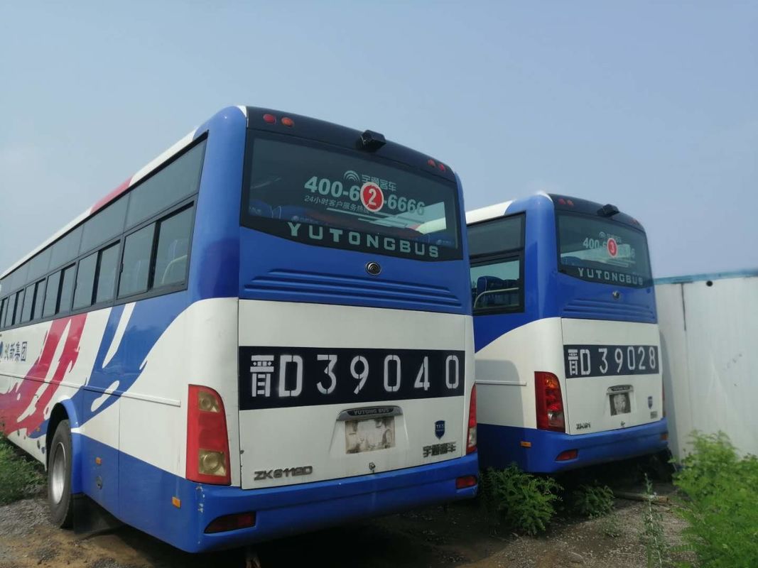 Bus Yutong Bekas ZK-6112D 53 Kursi 110km/H Mesin Depan Bus Pelatih Bekas