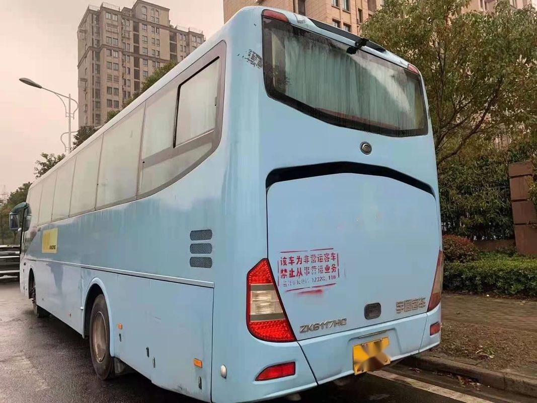 Bus Pelatih Bekas Yutong Merek ZK6117 65 Kursi Mesin Belakang Yuchai 120km / H Pintu Tunggal Bus Penumpang Bekas Kemudi Kiri
