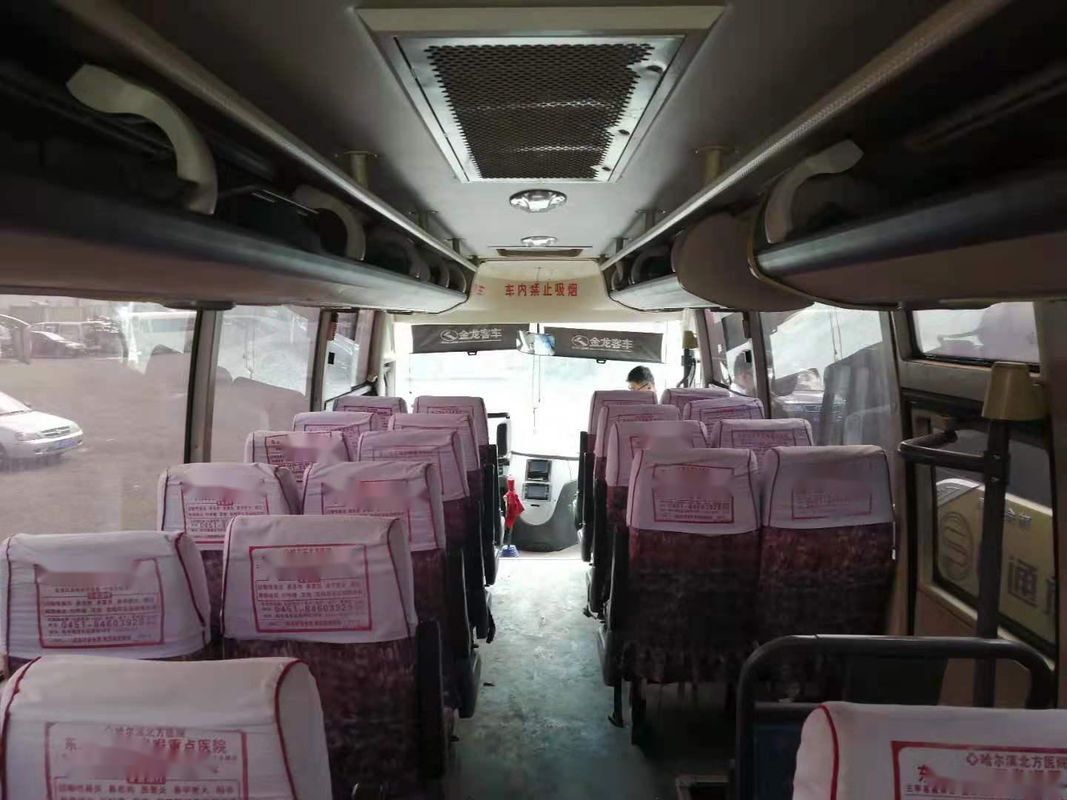 Bus Kinglong Bekas XMQ6900 Pintu Ganda 39 kursi Kilometer Rendah Sasis Baja Kemudi Kiri