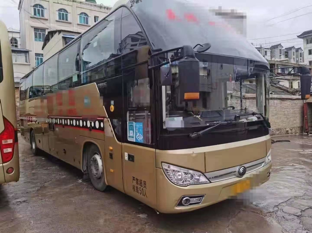 Bus Bekas Tahun 2018 Yutong Bus Perjalanan Bekas Zk6122 50 Kursi Lhd Mendukung Diesel A / C Warna Emas