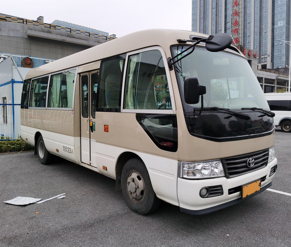 LHD Second Hand Coaster Bus Hino Engine 23 Seater Khaki Bus Dengan Sistem A/C Mewah