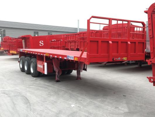 Heavy Duty Flatbed 13m Low-Bed Semi-Trailer Untuk Penggunaan Kontainer Pabrik