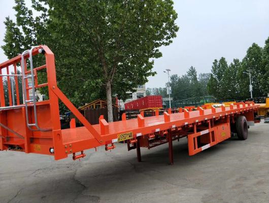 Heavy Duty Flatbed 13m Low-Bed Semi-Trailer Untuk Penggunaan Kontainer Pabrik