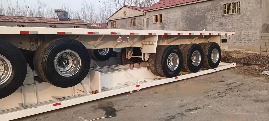 Semitrailer Semi Trailer Bekas 13-15Tons Low-Flat Semi-Trailer 3/4/5/6 Gandar