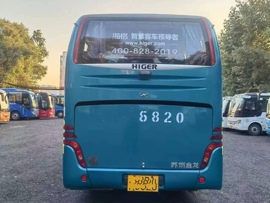 Luxury Higer KLQ6796 menggunakan bus pelatih 34 kursi LHD Mesin belakang 147kw Suspensi pegas pelat