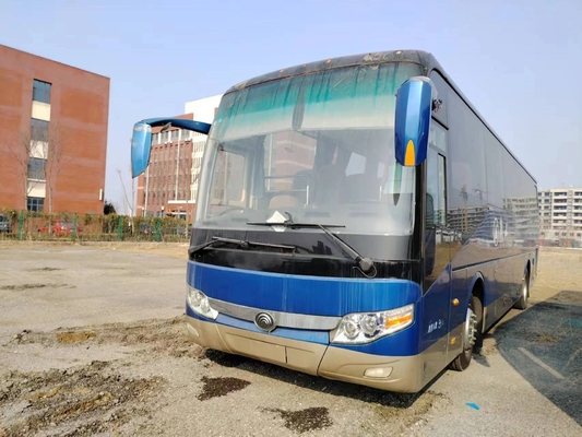 Bus Penumpang Bekas 51 Kursi Pintu Ganda Suspensi Pegas Daun Mesin Weichai Bus Tong Muda