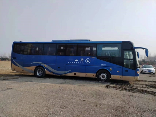 Bus Penumpang Bekas 51 Kursi Pintu Ganda Suspensi Pegas Daun Mesin Weichai Bus Tong Muda