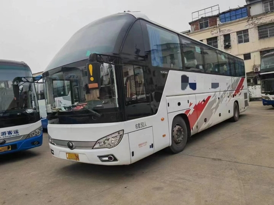 Bus Pelatih Bekas 12 Meter 2 Kaca Depan Pintu Tengah 50 Kursi AC Mesin Belakang Yutong Bus ZK6122