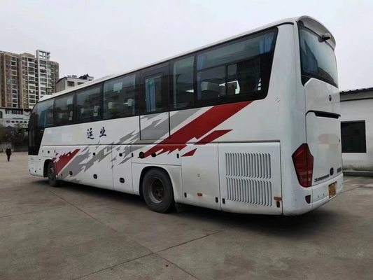 Bus Pelatih Bekas 12 Meter 2 Kaca Depan Pintu Tengah 50 Kursi AC Mesin Belakang Yutong Bus ZK6122
