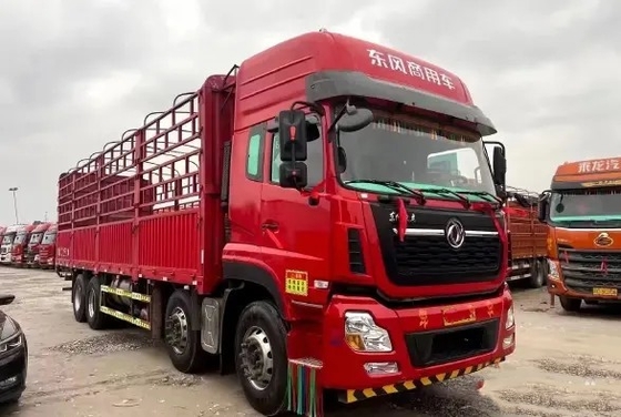 Truk Kargo Bekas 17.8t Nilai Beban Atap Tinggi 420hp 8 × 4 Mode Drive 12 Ban Gearbox CEPAT Dongfeng Lorry Truck
