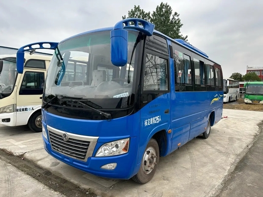 Bus Kecil Bekas Warna Blues 25 Kursi Yuchai Engine 130hp Sliding Windows Left Hand Drive Dongfeng Bus DFA6660