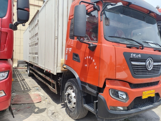 Truk Kargo Bekas Mesin Cummins 245 Hp Gearbox Cepat 10 Meter Kabin Atap Tinggi Dongfeng Van Truck
