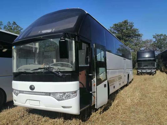 Bus Wisata Bekas Merek Yutong ZK6127 Penggerak Tangan Kanan 55 Kursi Mesin Belakang Bus Pelatih Bekas Pintu Ganda