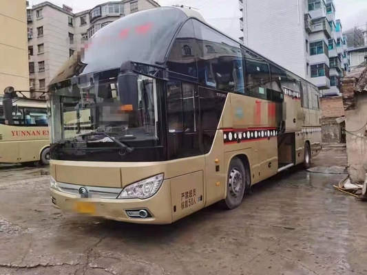 Bus Bekas Tahun 2018 Yutong Bus Perjalanan Bekas Zk6122 50 Kursi Lhd Mendukung Diesel A / C Warna Emas