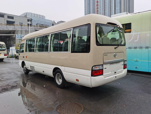 LHD Second Hand Coaster Bus Hino Engine 23 Seater Khaki Bus Dengan Sistem A/C Mewah