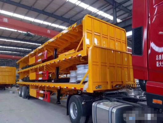 Heavy Duty Flatbed 13m Low-Bed Semi-Trailer Untuk Penggunaan Kontainer Pabrik