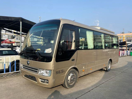 Bus Yutong ZK6728 Bekas Menggunakan Bus Mesin Yuchai Warna Emas 28 Bus Pelatih Penumpang Di Tahun 2019